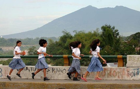 Filipina Schoolgirls Running